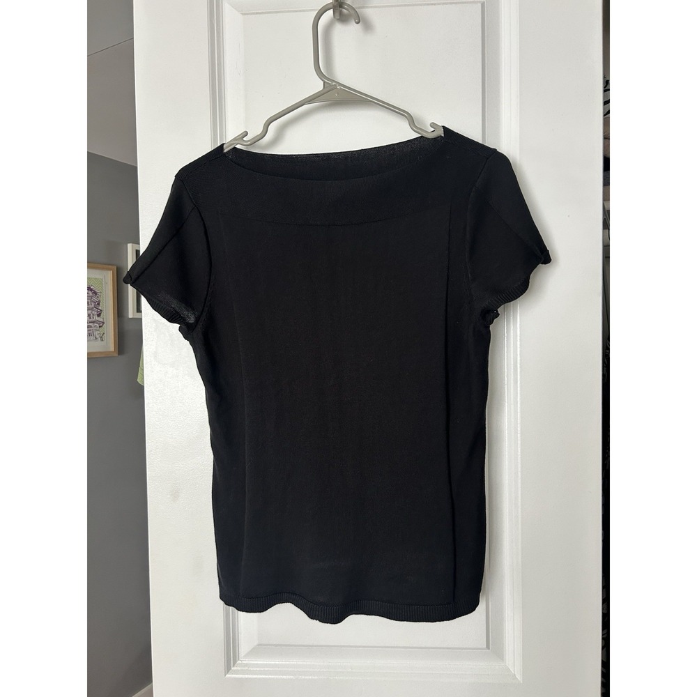 Coldwater Creek Silk Cotton Short Sleeve Sweater Black Size Medium